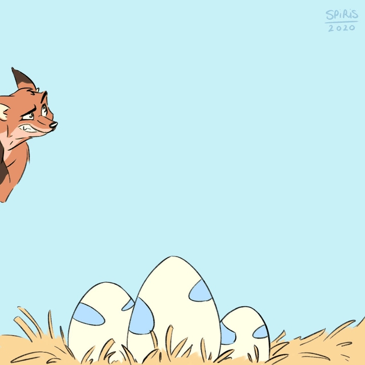Animation — renard lorgnant des œufs